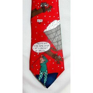 Golfing Novelty Neck Tie Benchwarmers 100% Silk  Balls Red Golf Richard L Torrey